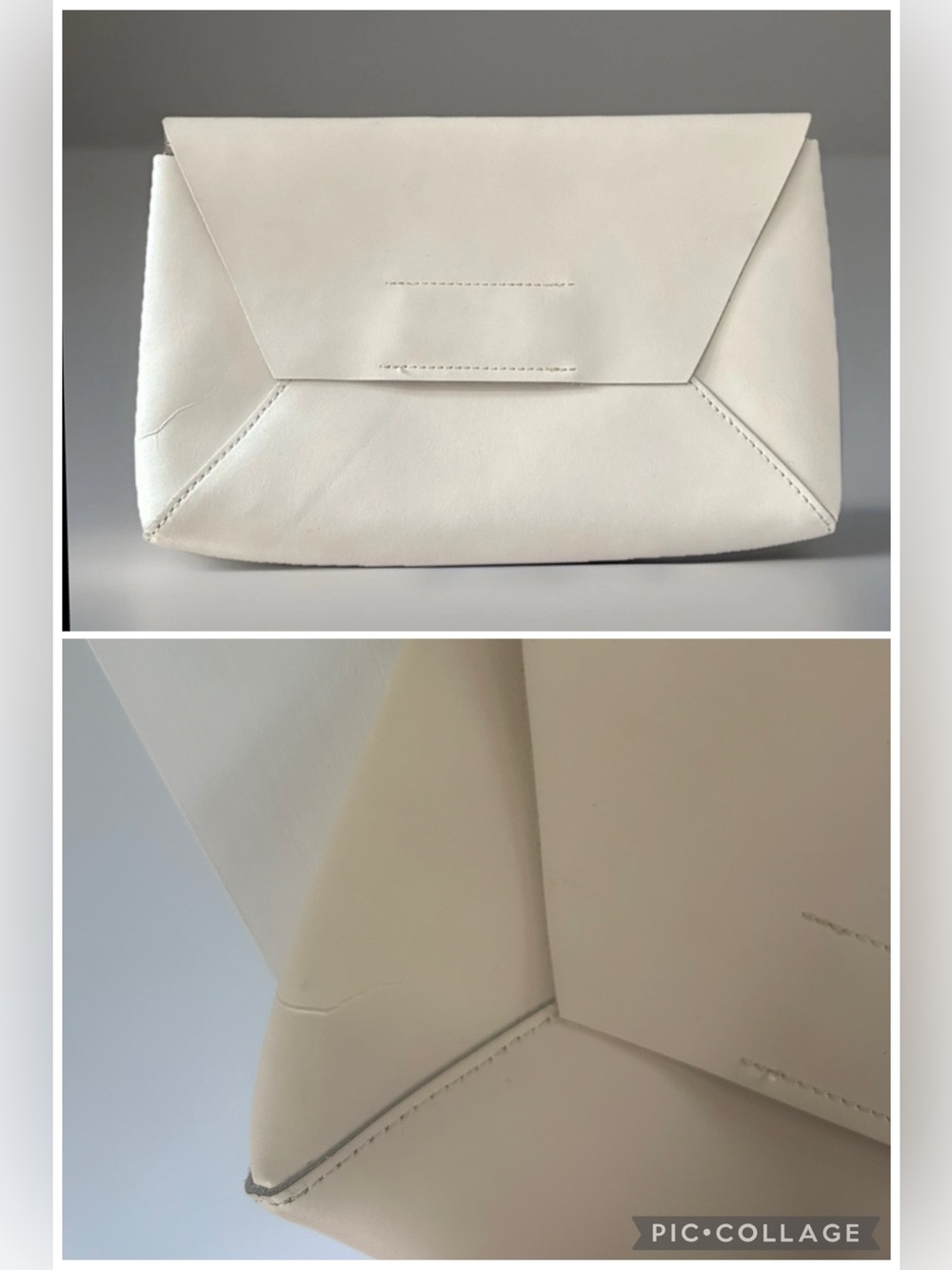 J. Crew light cream Leather Envelope Clutch Evening Bag minimalist